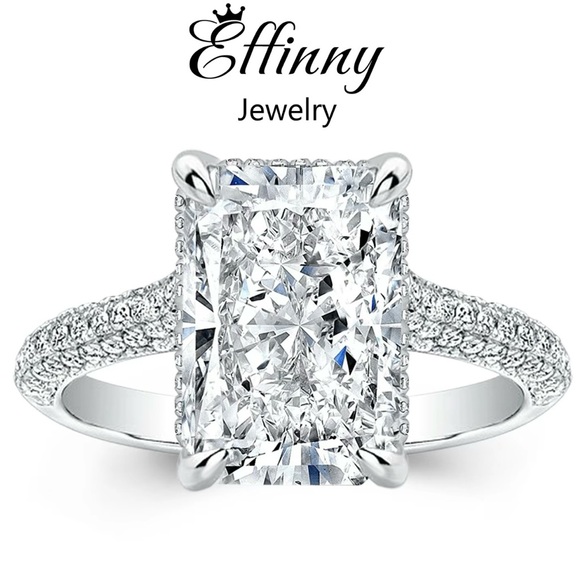 Effinny 6.0ct Elongated Radiant Cut Ring Cubic Zirconia Size 6.5 - Picture 16 of 16